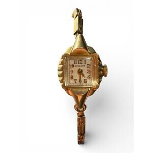 Vintage Bulova Ladies Gold Tone Manual Wind Wristwatch L5 R699499 Art Deco Style